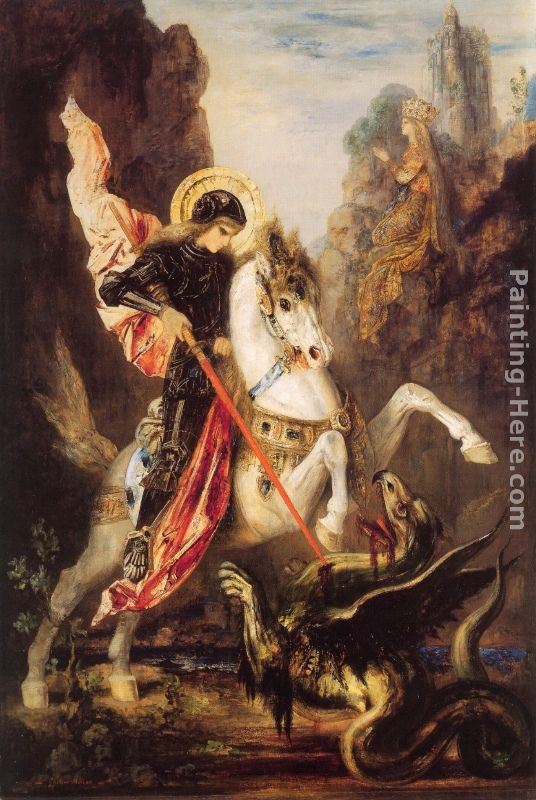Saint George painting - Gustave Moreau Saint George art painting